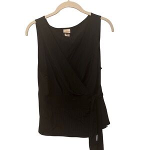 Covington Black Sleeveless Wrap Blouse
